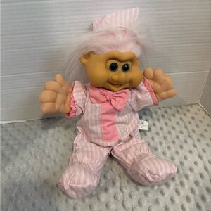 Adorable Pink Striped Troll with Bow